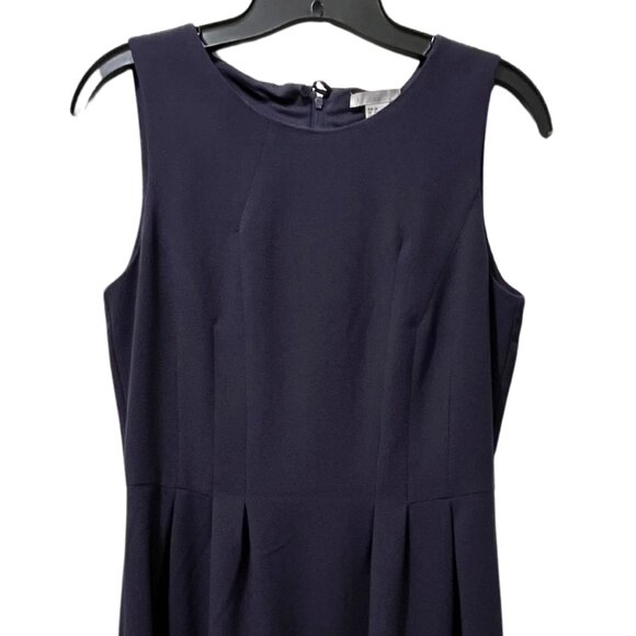 H&M Sleeveless Pleated Fit-and-Flare Knee Length Knit Dress, Navy Blue, Size 8 - Picture 4 of 5